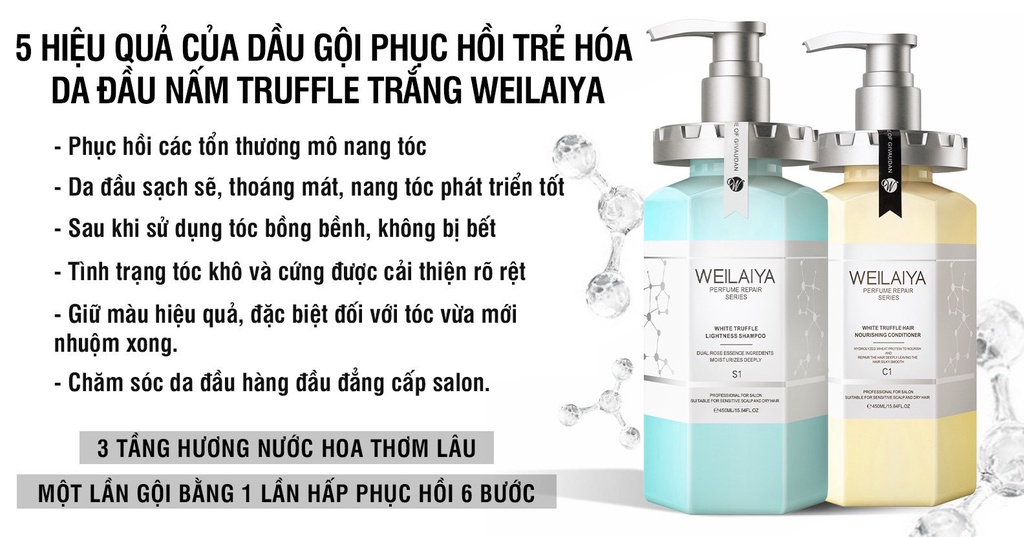 Mô tả Dầu Gội Weilaiya Cặp Gội-Xả Phục Hồi Đa Tầng Nấm Truffle 450ml - 1