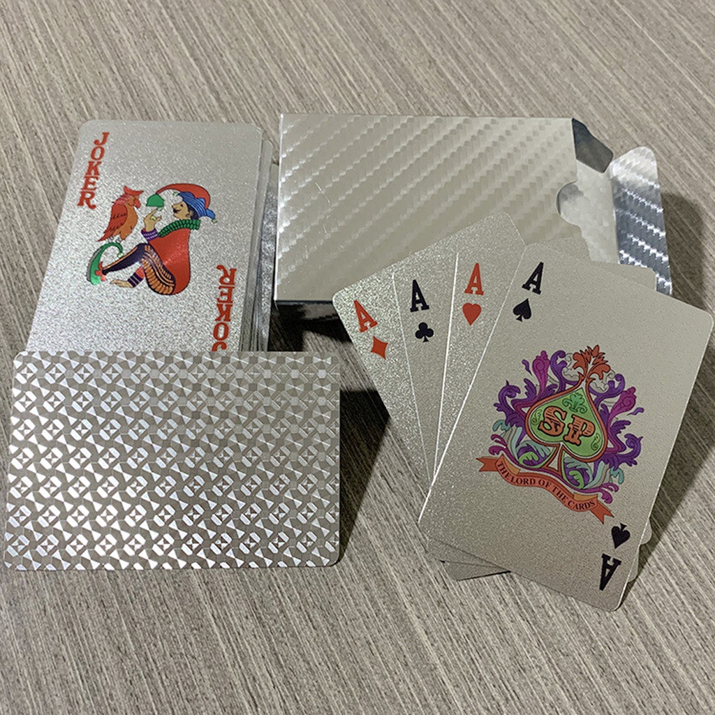 Mô tả Bài Tây Poker Mạ Nhũ BẠC Cao Cấp Phủ Si BẠC Hãng Amalife – Bộ 54 Lá Bài Pocker Nhựa Dẻo Chống Thấm Nước Chống Gãy - 2