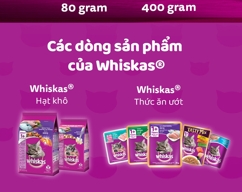 Mô tả Thức Ăn Cho Mèo Lớn Dạng Sốt WHISKAS - 80g (12 gói) - Dinh Dưỡng Hoàn Thiện & Cân Bằng Cho Mèo Từ 1 Tuổi - 5