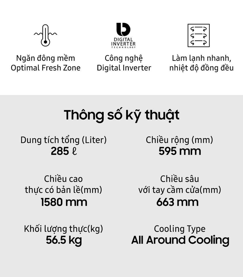 Mô tả [Shopee - Lắp đặt 0Đ HN HCM]Tủ Lạnh hai cửa Samsung Inverter 280 Lít RB27N4010BU - 7