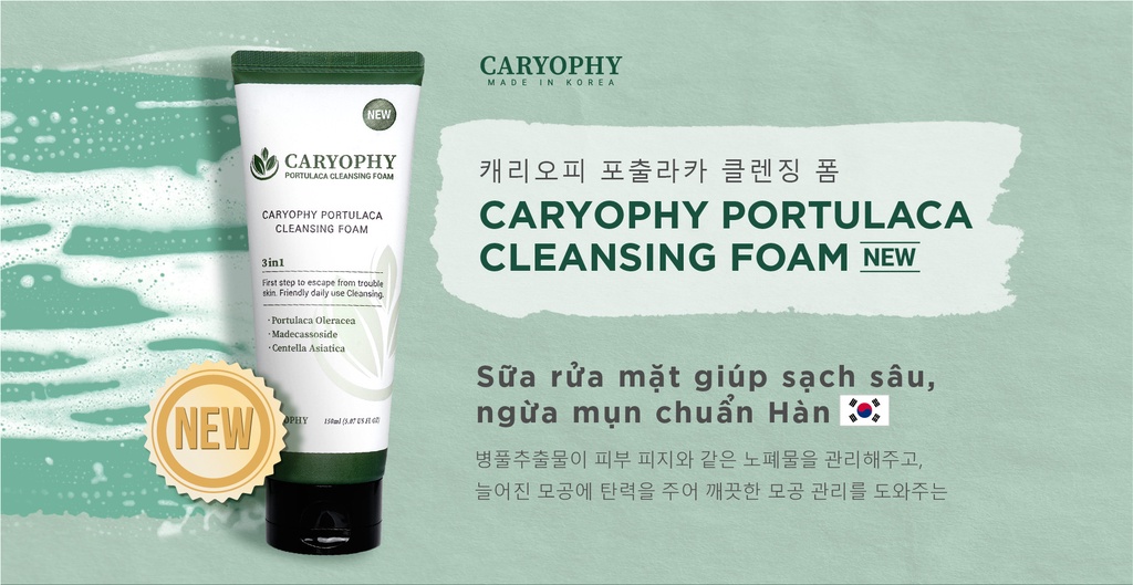 Mô tả Sữa rửa mặt ngừa mụn Caryophy Portulaca Cleansing Foam 150ml - 1