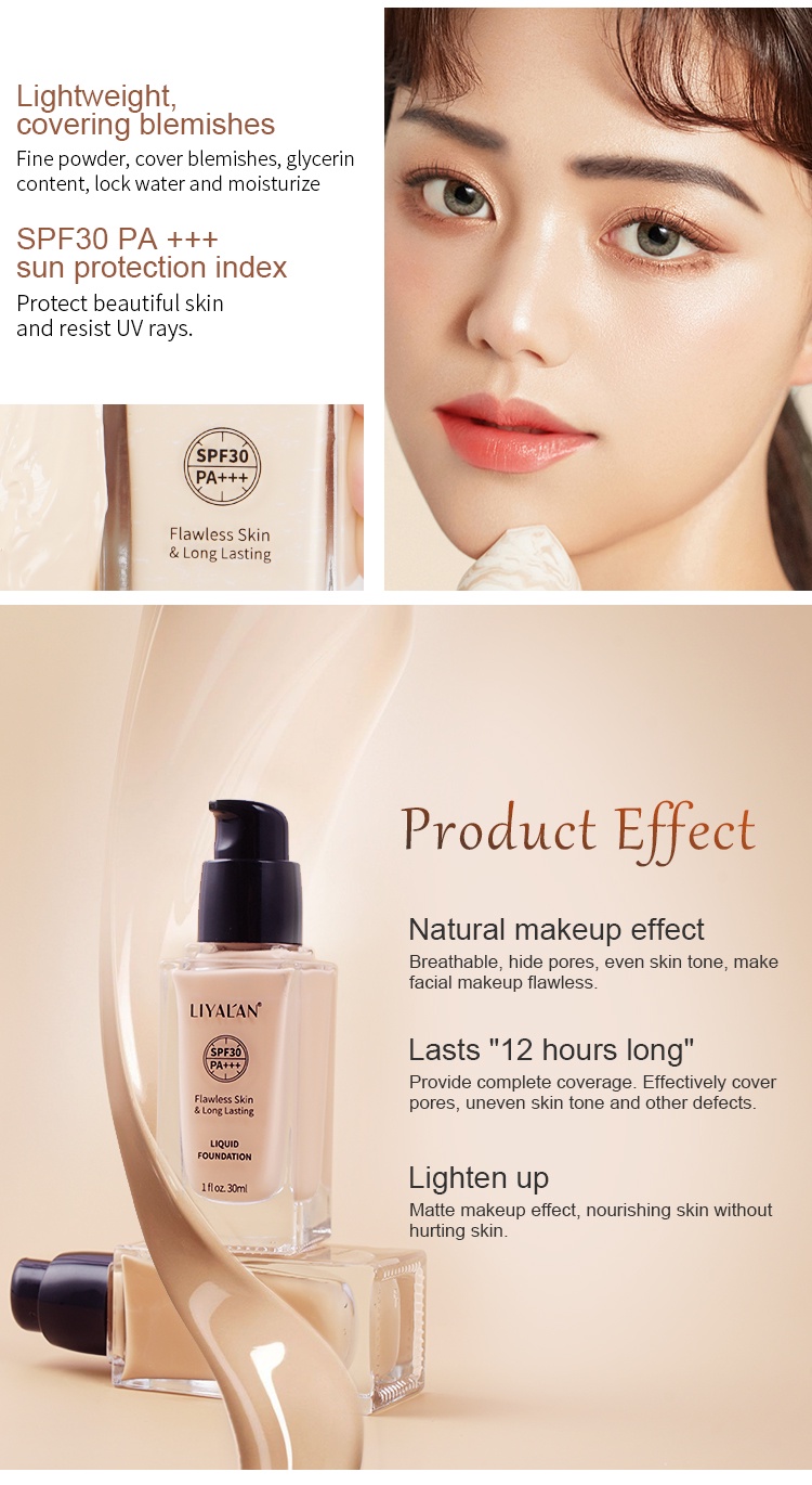 Mô tả Kem nền LIYALAN dạng lỏng với chỉ số spf30 kiểm soát dầu lâu trôi chống thấm nước trang điểm tự nhiên 30ml - 6