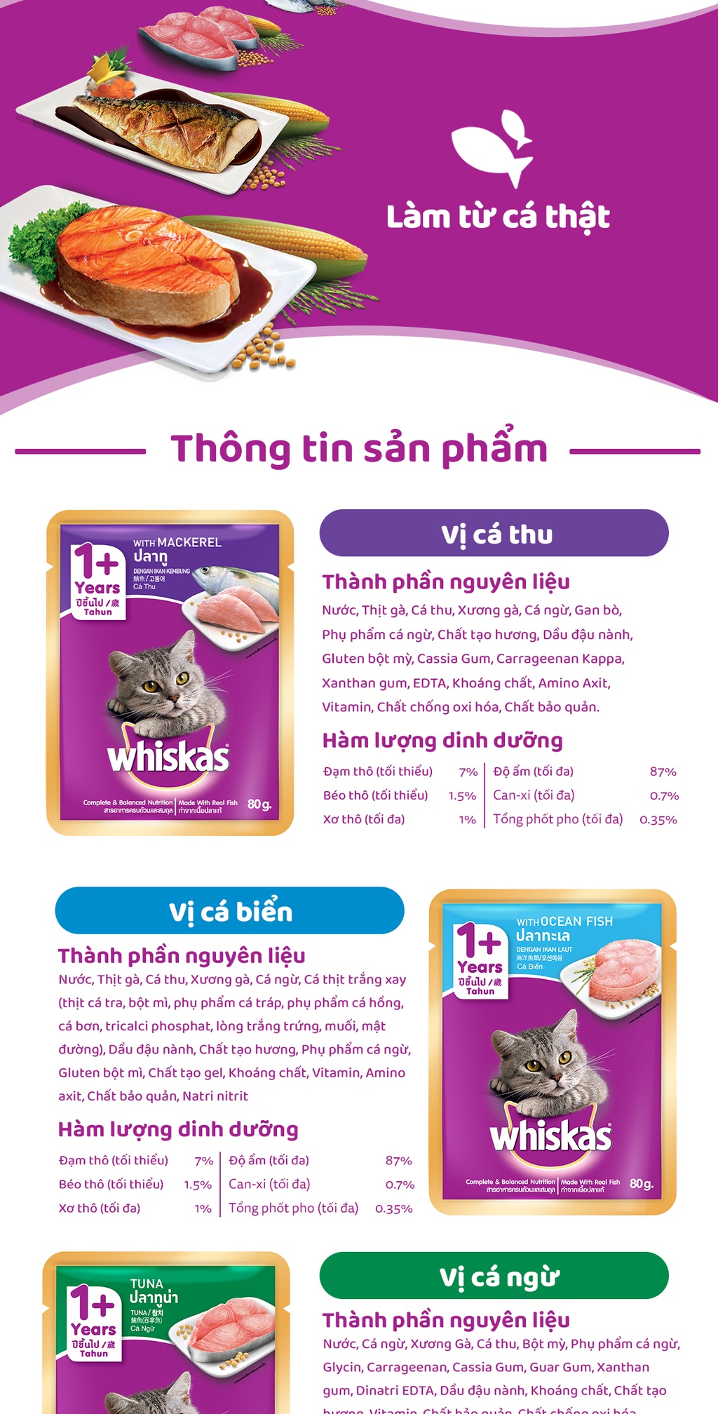 Mô tả Thức Ăn Dạng Sốt Cho Mèo Trưởng Thành WHISKAS - 80g - 1