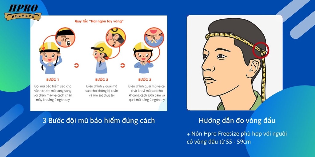 Mô tả Mũ bảo hiểm nửa đầu Hpro Helmets nhiều màu sắc thời trang, cá tính, kèm kính UV, phi công, Freesize (55-59cm) - 3