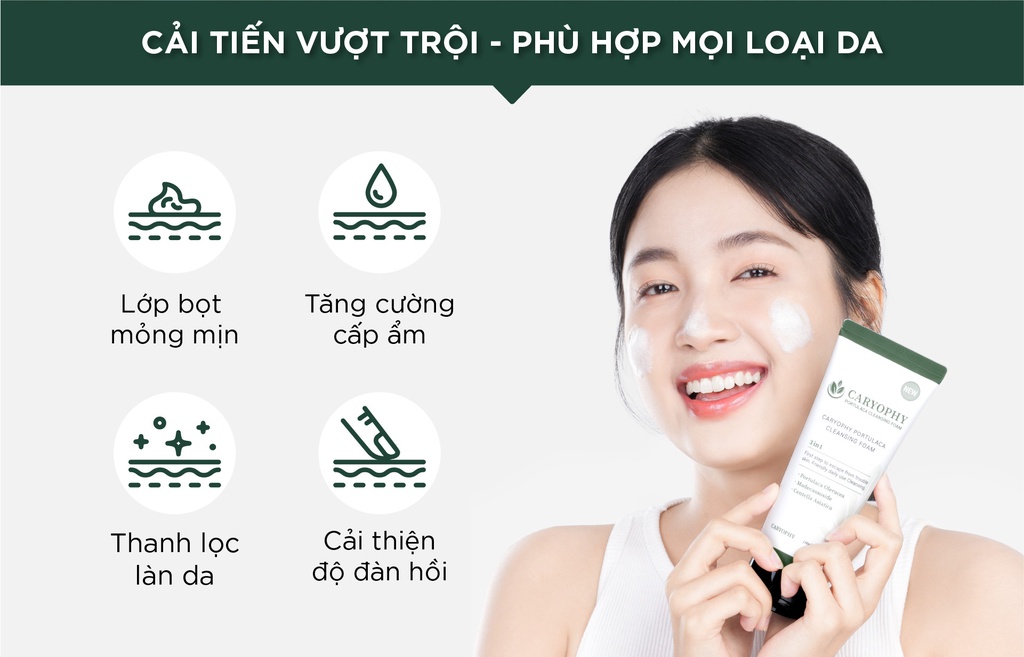 Mô tả Sữa rửa mặt ngừa mụn Caryophy Portulaca Cleansing Foam 150ml - 2