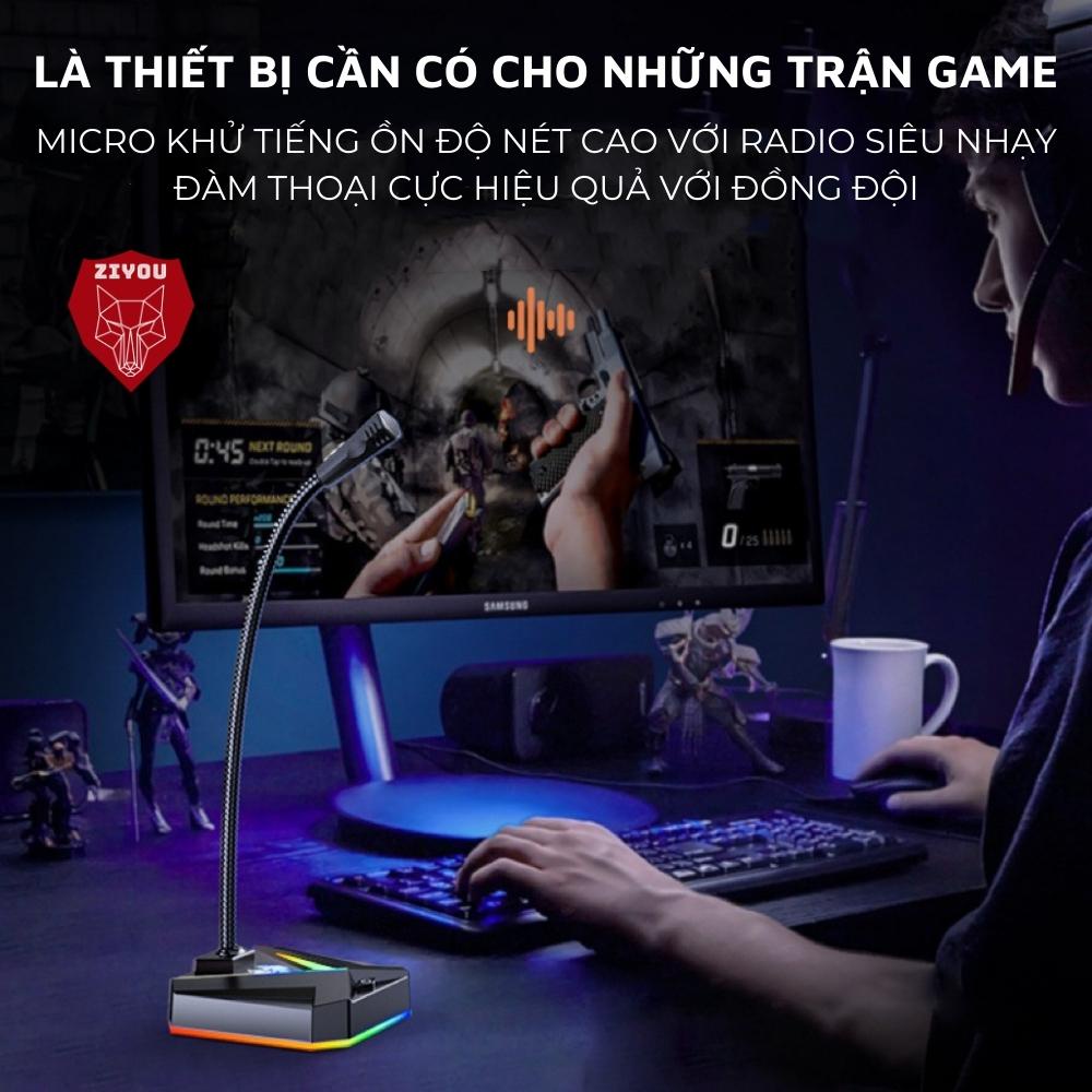 Mô tả Micro Máy Tính, Laptop Ziyou MK10 LED RGB Thu Âm Chống Nhiễu Kết Nối Jack USB Hoặc 3.5mm Dùng Live Stream, Học Online - 3