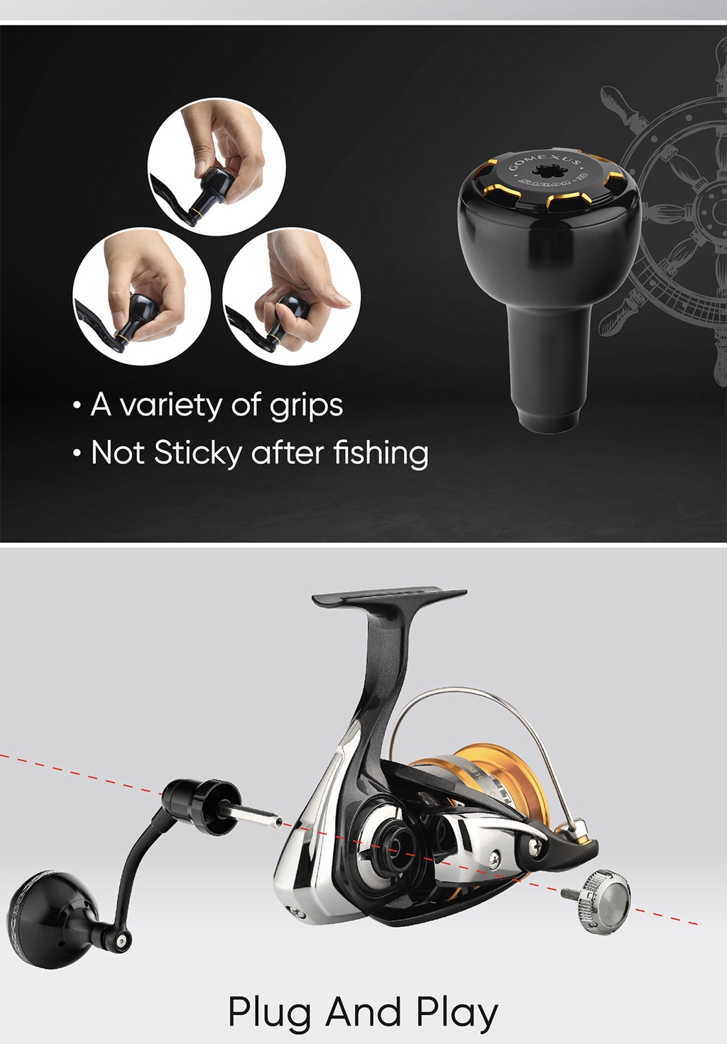 Mô tả Tay quay máy câu cá GOMEXUS không cần nguồn 57mm thích hợp cho Shimano Sienna FX Nasci Daiwa Revros LT RR - 4