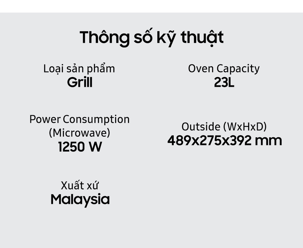 Mô tả Lò vi sóng tráng men Dòng nướng Samsung 23 Lít (MG23K3515AS) - 8
