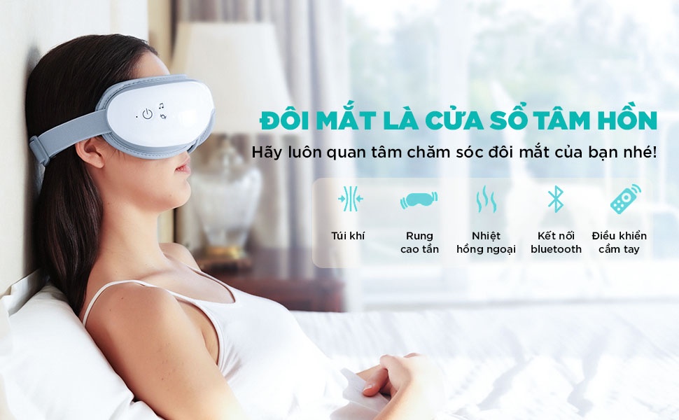 Mô tả Máy Massage Mắt Cao Cấp KINGTECH KY-925 Mát xa Túi Khí Kèm Nhiệt, Tích Hợp Bluetooth - Chính Hãng - 1