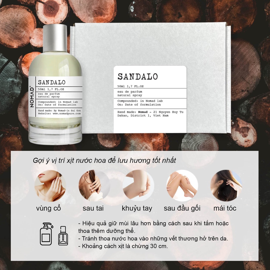 Mô tả Nước Hoa Mùi Gỗ Đàn Hương Sandalwood Nomad Sandalo Eau De Parfum - Sang Trọng, Lưu Hương Hơn 6H - 2