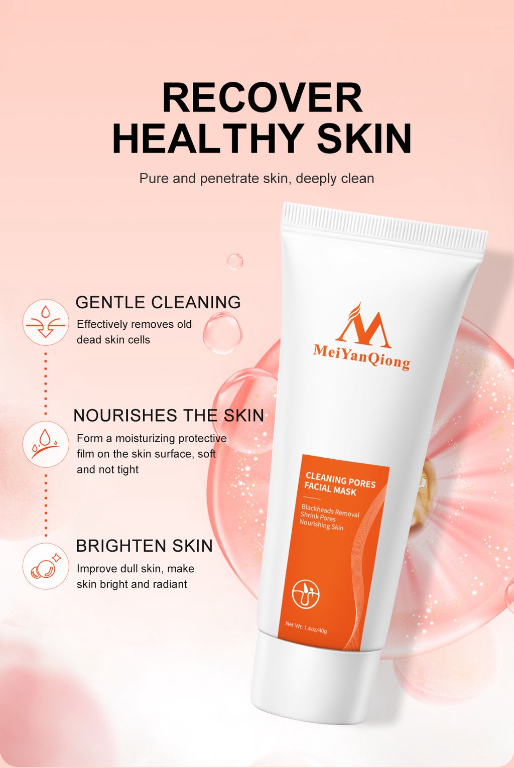 Mô tả MeiYanQiong Mặt Nạ 50g Tẩy Tế Bào Chết Hỗ Trợ Cải Thiện Mụn Đầu Đen Và Se Khít Lỗ Chân Làm Sạch Sâu Kiểm Soát Dầu Mặt Nạ Loại Bỏ Sóc Da Hiệu Quả Dưỡng Trắng Da Cấp ẩm Chống Lão Hóa 40g - 3