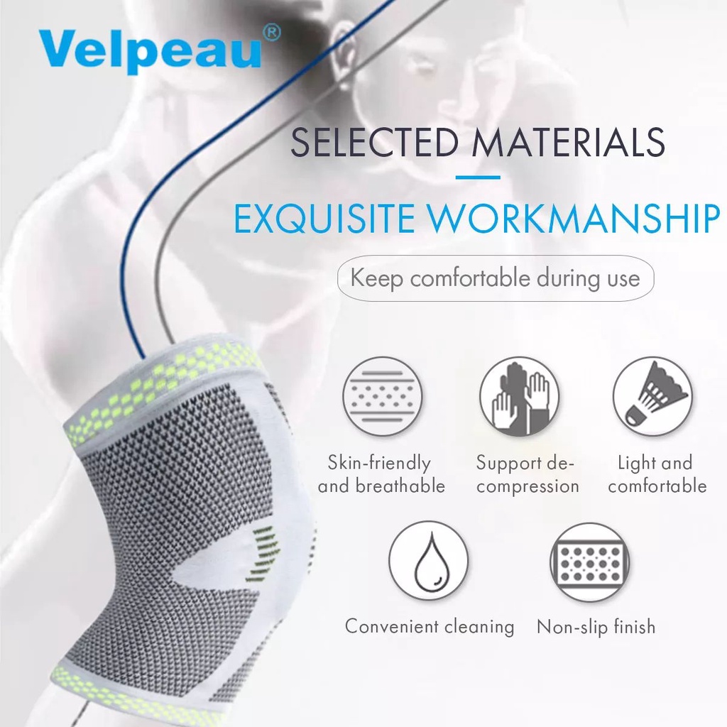 Mô tả VELPEAU Nẹp Đầu Gối Cho Viêm Khớp Đệm Đầu Gối Lò Xo Silicone Nén Dành Cho Bóng Rổ Quần Vợt Chạy Tay Hỗ Trợ Thể Thao 1 Cái - 7