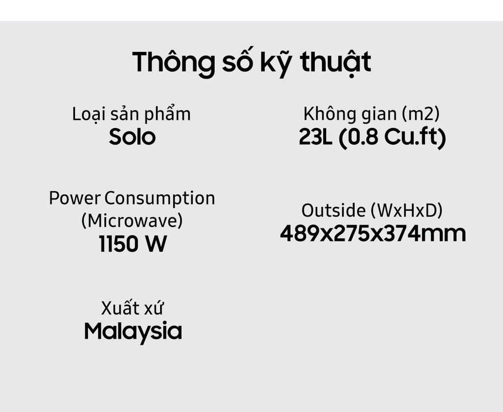 Mô tả Lò vi sóng Samsung MS23K3513AS 23L 800W - 7