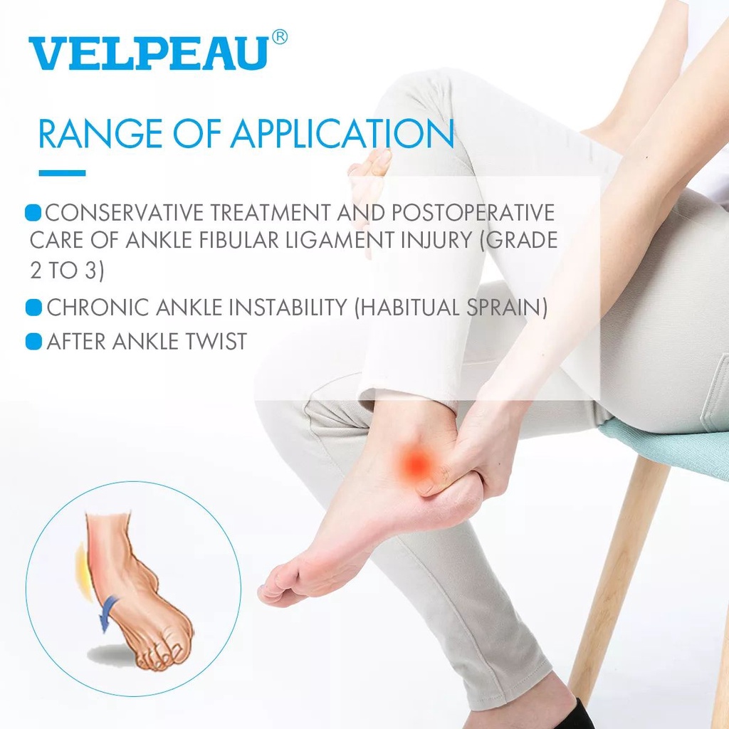 Mô tả Đai nẹp mắt cá chân VELPEAU hỗ trợ bó bột sau phẫu thuật bảo vệ chấn thương bong gân điều chỉnh được - 4