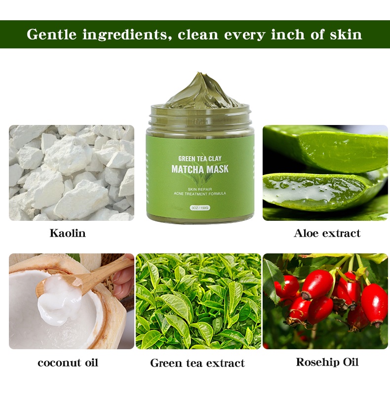 Mô tả Mặt nạ đất sét trà xanh LIYALAN thành phần tự nhiên dưỡng ẩm giải độc hiệu quả 150g - 6