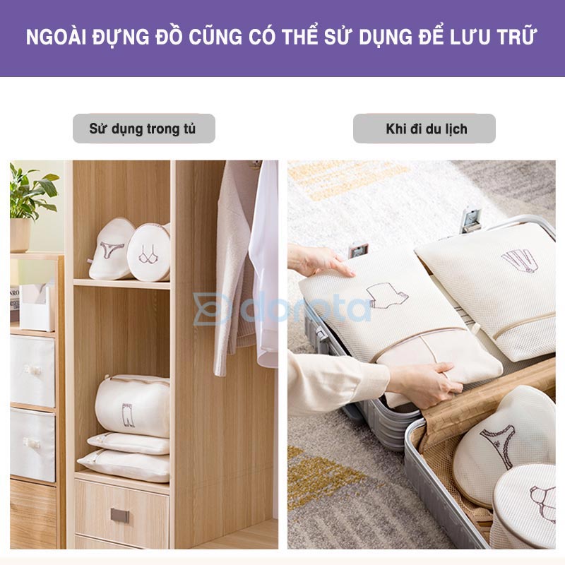 Mô tả Túi giặt đồ máy giặt cao cấp 3 lớp DOROTA vải lưới dày đựng quần áo đồ lót tất vớ nhiều kích thước TG1 - 3