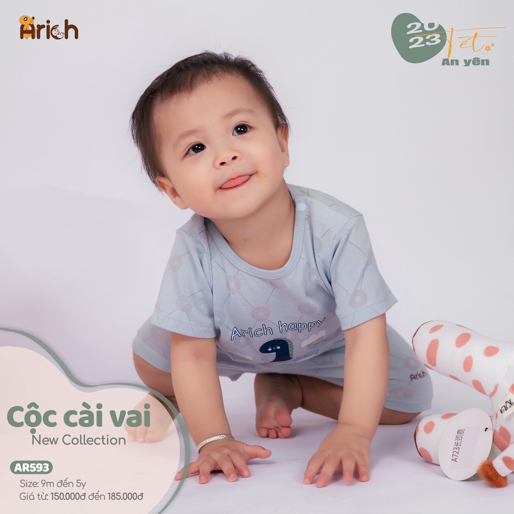 Mô tả Bộ cộc tay cài vải sợi tre thông hơi siêu mát cho bé-Thương hiệu Arich - 2