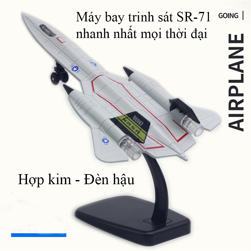 Mô tả Đồ chơi mô hình máy bay chiến đấu F-16, F-18, F-35, SR-71,Su-35  KAVY có nhạc và đèn, vỏ hợp kim kèm chân đế - 3