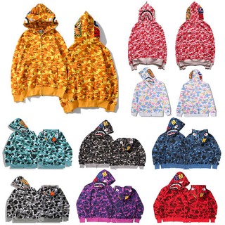 Phụ Nữ Bape Nam Ngụy Trang Zip Up Áo Khoác Cá Mập In Áo Khoác Dạo Phố Thời Trang