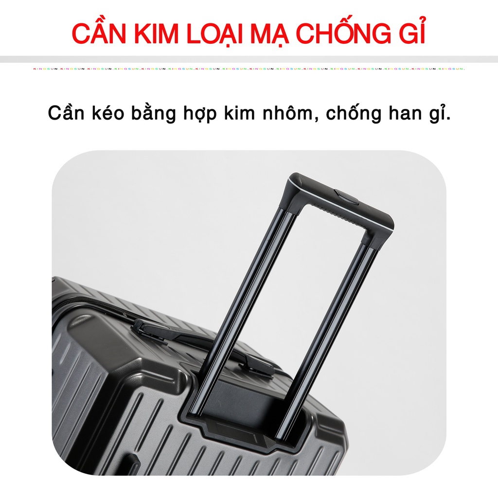 Mô tả Vali kéo du lịch Kingsun vali size20/24dáng hộp Khoá Kéo KS-P37 nhựa PC +ABS cao cấp chống va đập - 7