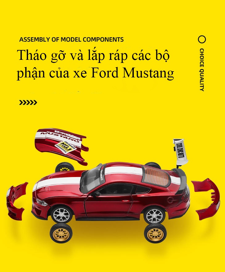 Mô tả Đồ chơi lắp ráp xe mô hình Ford Mustang GT 2018  KAVY bằng hợp kim nguyên khối chạy cót - 4
