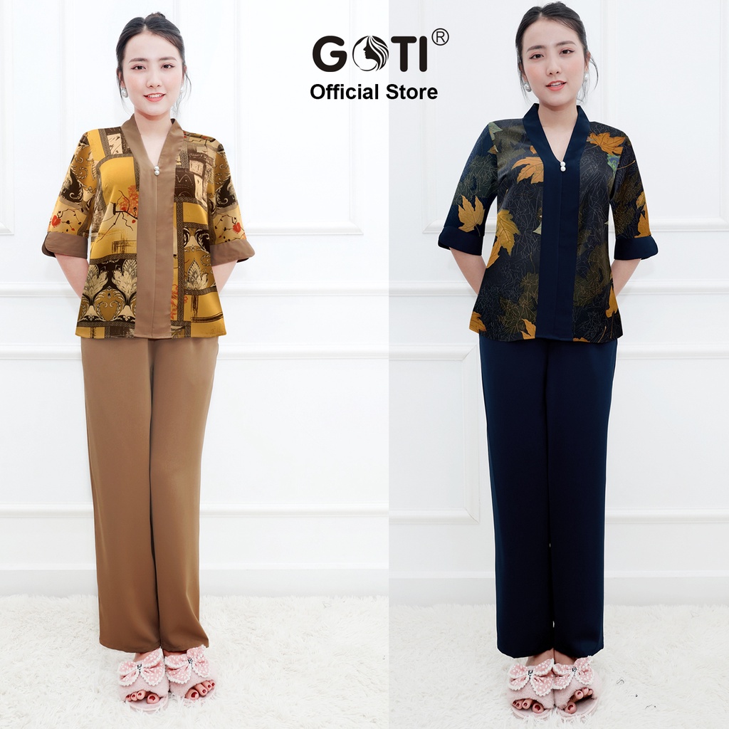 Mô tả Đồ Bộ Trung Niên GOTI Mặc Nhà Nữ Sang Trọng Chất Gấm Cao Cấp Cổ Chui Tay Lững Có Túi Pijama Lụa Cho Mẹ 3359 3360 - 10