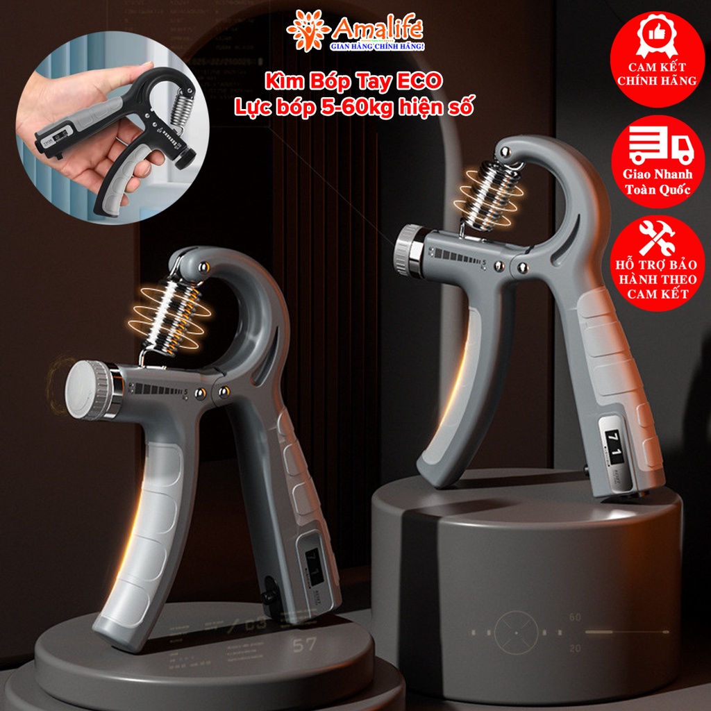 Mô tả Kìm Bóp Tay ECO Chữ R Dụng Cụ Tập Gym Lực Cơ Tay Tại Nhà Điều Chỉnh Lực Từ 5 - 60kg Có Đếm Số Tự Động Chính Hãng Amalife - 1