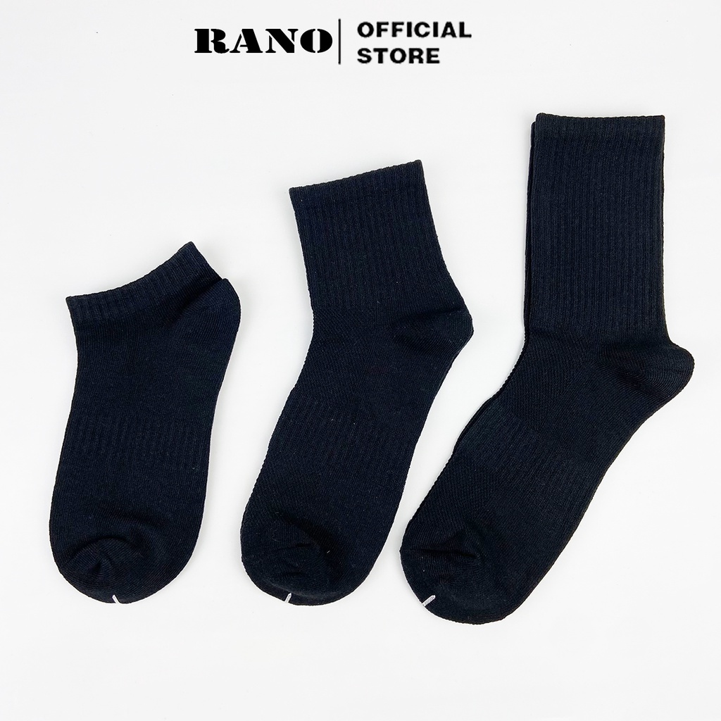 Mô tả Tất vớ nam nữ cổ thấp trung cao trơn màu đen trắng BAsic Hàng Hiệu RANO Phong Cách Unisex Hàn Quốc TRON_TRUNG - 2