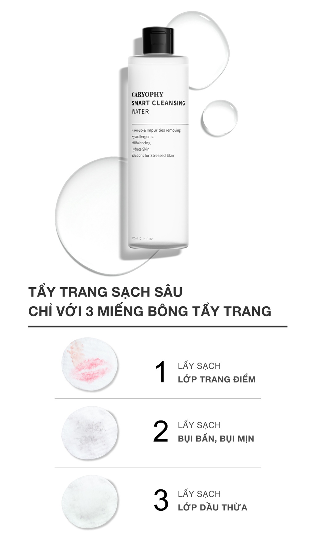 Mô tả Nước tẩy trang da dầu mụn Caryophy Smart Cleansing Water chính hãng Hàn Quốc (300ml 500ml) - 2