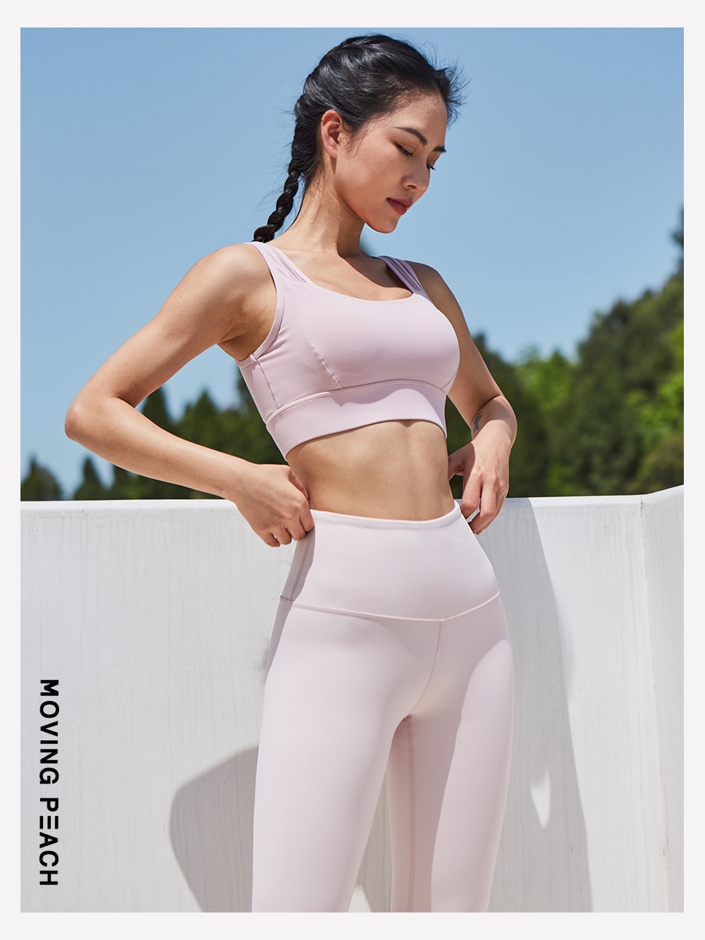 Mô tả MOVING PEACH Áo lót thể thao Hỗ trợ cao Đồ lót tập luyện chống va đập với miếng đệm cố định BBV - 7