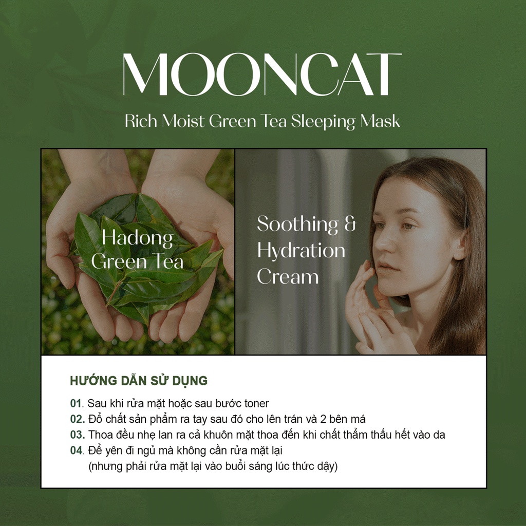 Mô tả Mask ngủ dưỡng ẩm làm sáng trà xanh MoonCat [AlwaysbePure] 75ml - 4