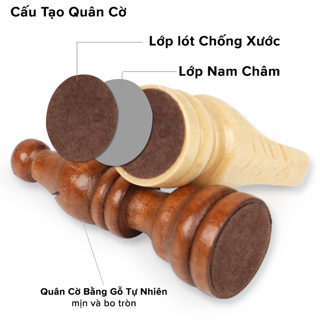 Mô tả Cờ Vua Gỗ Nam Châm Cao Cấp - Bộ Cờ Vua Cao Cấp Bằng Gỗ Thông Tự Nhiên Có Gắn Nam Châm Chính Hãng Amalife - 7