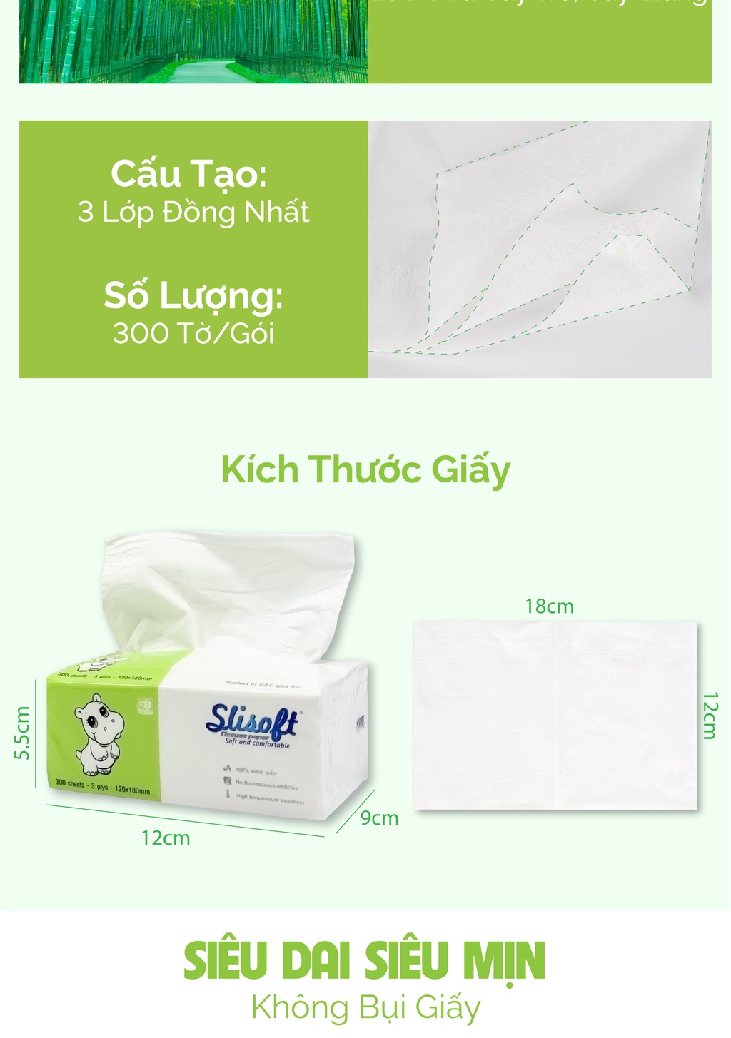 Mô tả Giấy ăn Slisoft Trắng 300 lớp - 2