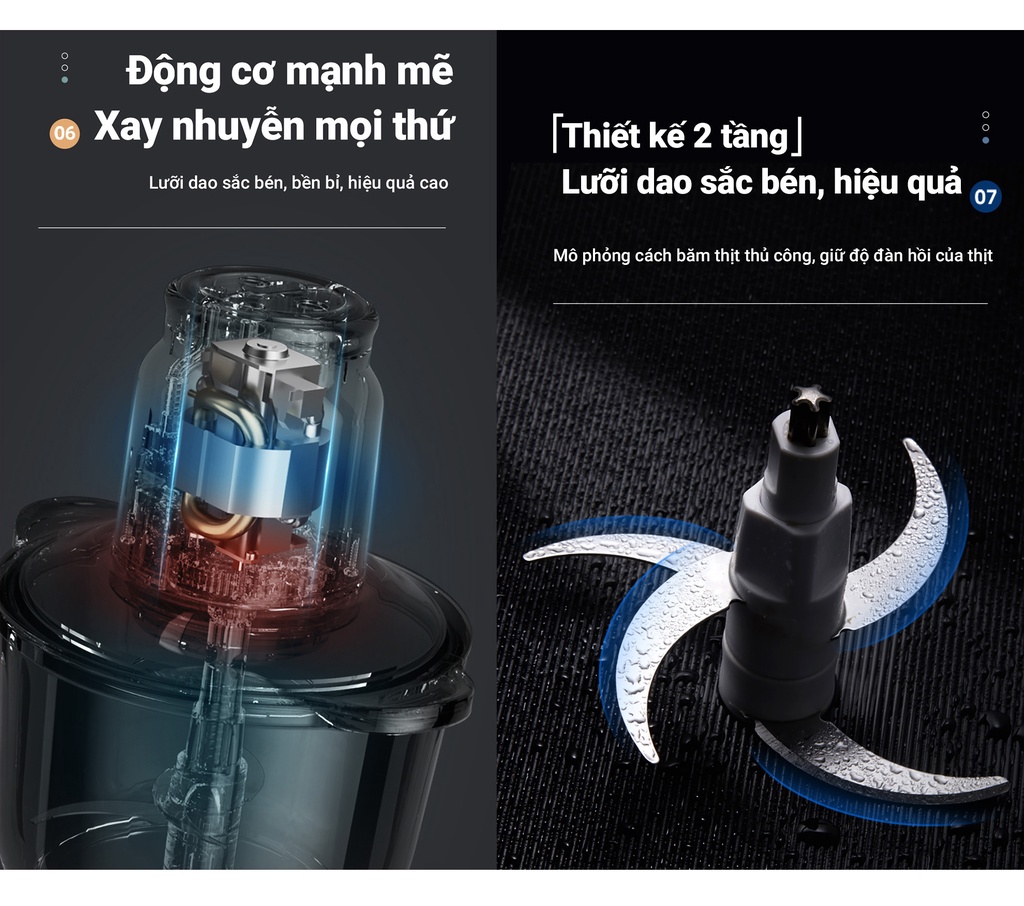 Mô tả Máy xay thịt, thực phẩm 2L Bear QSJ-D03D7 - Hàng chính hãng - 5