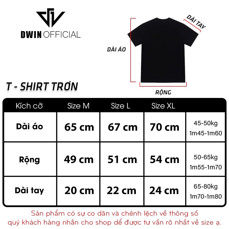 Mô tả Áo thun Dwin official thời trang basic tee phông trơn nam nữ tay lỡ oversize form rộng - 7