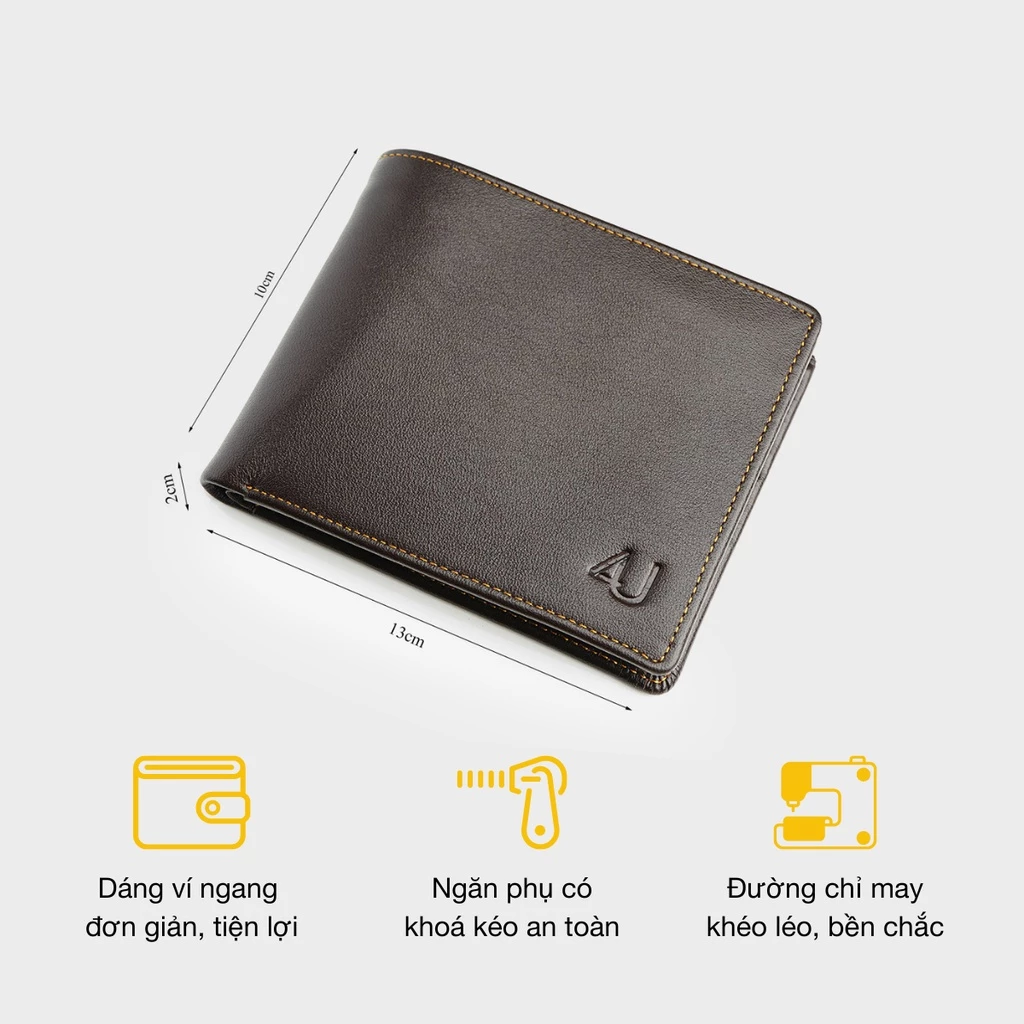 Ví nam da bò 4U F111 - Chất liệu da thật