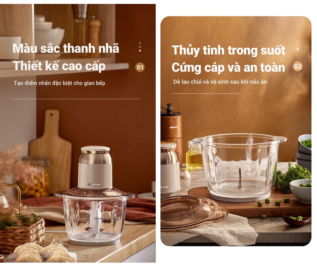 Mô tả Máy xay thịt, thực phẩm 2L Bear QSJ-D03D7 - Hàng chính hãng - 1