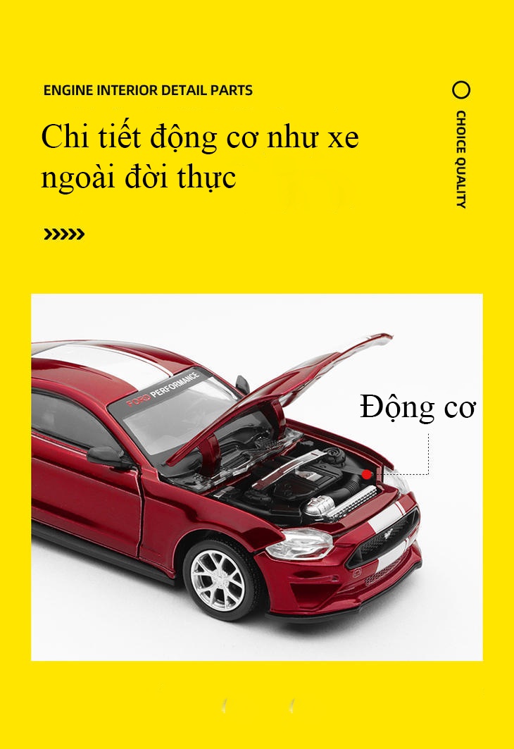 Mô tả Đồ chơi lắp ráp xe mô hình Ford Mustang GT 2018  KAVY bằng hợp kim nguyên khối chạy cót - 2