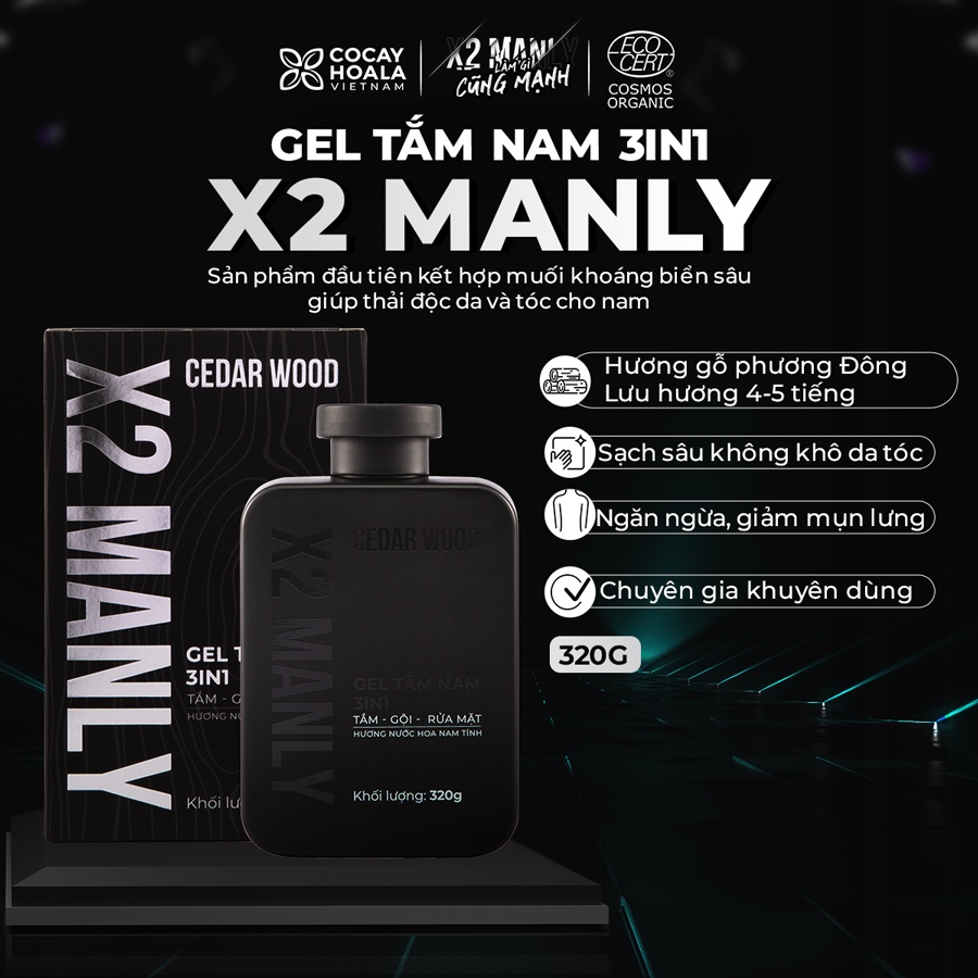 Mô tả Gel Tắm Nam Cỏ Cây Hoa Lá X2 Manly 3in1 320g - Hương Nước Hoa Nam Tính - 1
