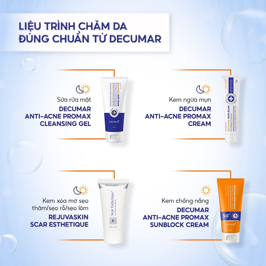 Sữa rửa mặt dạng Gel Ngừa Mụn, Mờ Thâm, Ngừa Sẹo, Tái Tạo Da Decumar ...