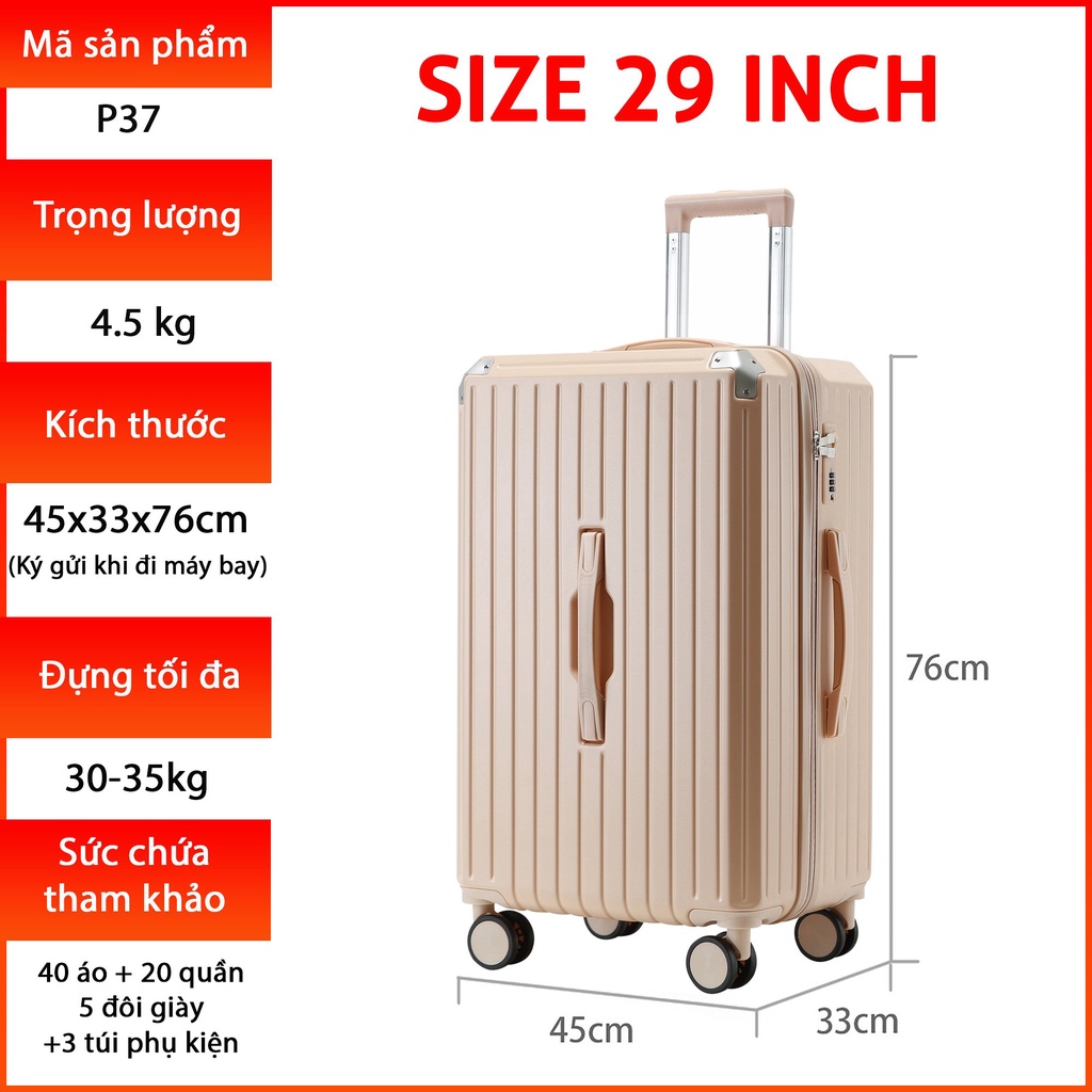 Mô tả Vali kéo du lịch Kingsun vali size20/24dáng hộp Khoá Kéo KS-P37 nhựa PC +ABS cao cấp chống va đập - 4