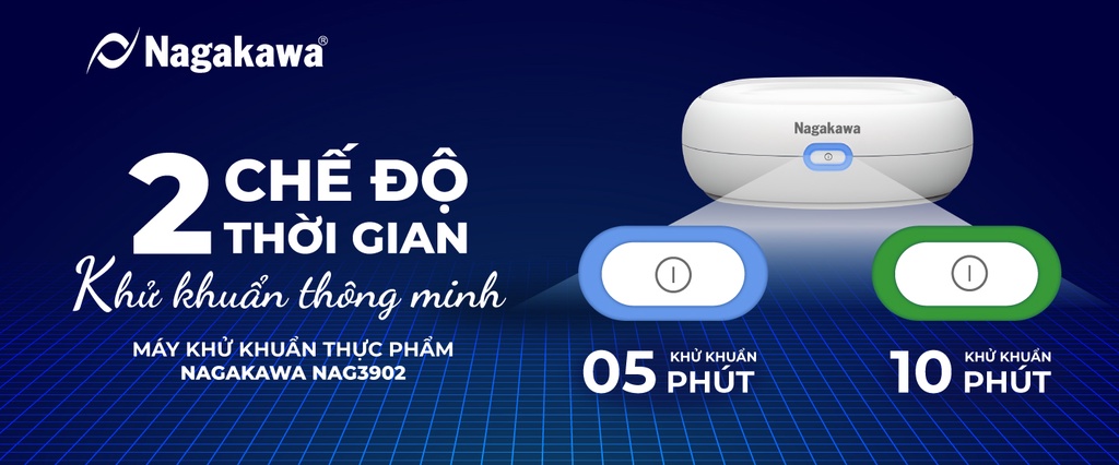 Mô tả Máy Khử Khuẩn Thực Phẩm Mini Cầm Tay NAGAKAWA NAG3902 Khử Trùng Diệt Khuẩn Hoa Quả Rau Củ Thịt Cá B.hành 1 Năm - 2