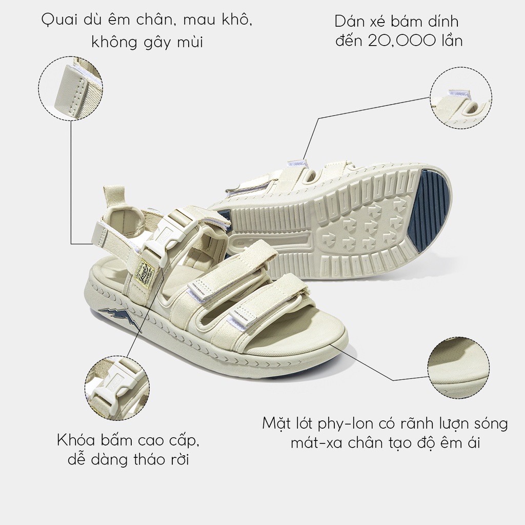 Mô tả Giày Sandal Nam Nữ Genki Màu Kem Quai Chéo Thời Trang Cao Cấp Chính Hãng YK279 - 3