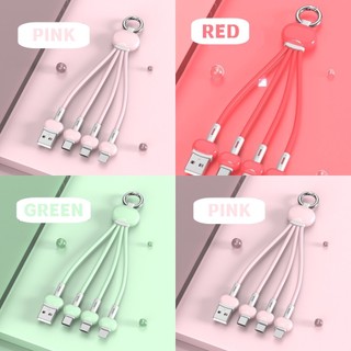 Dây Cáp Sạc Truyền Dữ Liệu 3 Trong 1 Kiểu Móc Khóa Màu Macaron Dành Cho Type-C / Android