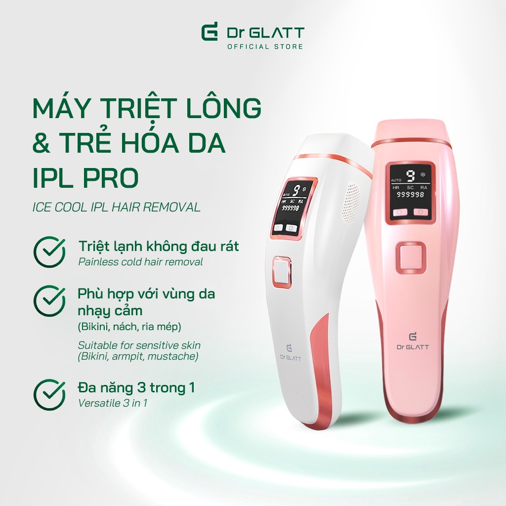 Mô tả Máy Triệt Lông Lạnh Dr Glatt IPL PRO - Triệt Lông Vĩnh Viễn Tại Nhà, Trẻ Hóa Da, An Toàn Cho Da Nhạy Cảm - 1