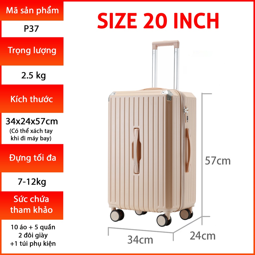 Mô tả Vali kéo du lịch Kingsun vali size20/24dáng hộp Khoá Kéo KS-P37 nhựa PC +ABS cao cấp chống va đập - 2