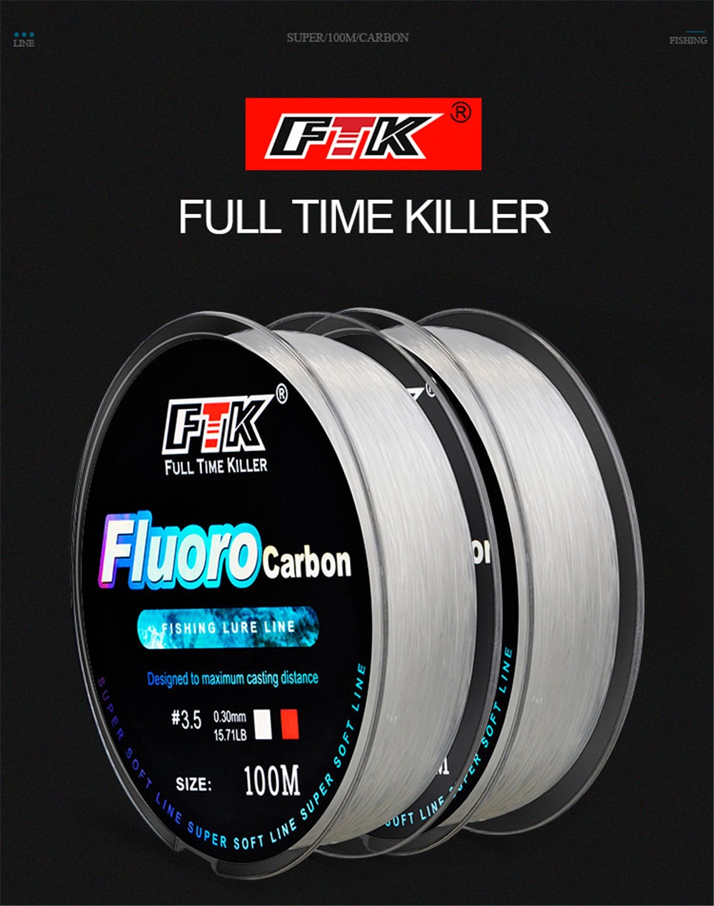 FLUOROCARBON 100% FALCON Super Hard Carbon 50 M - Foto 3