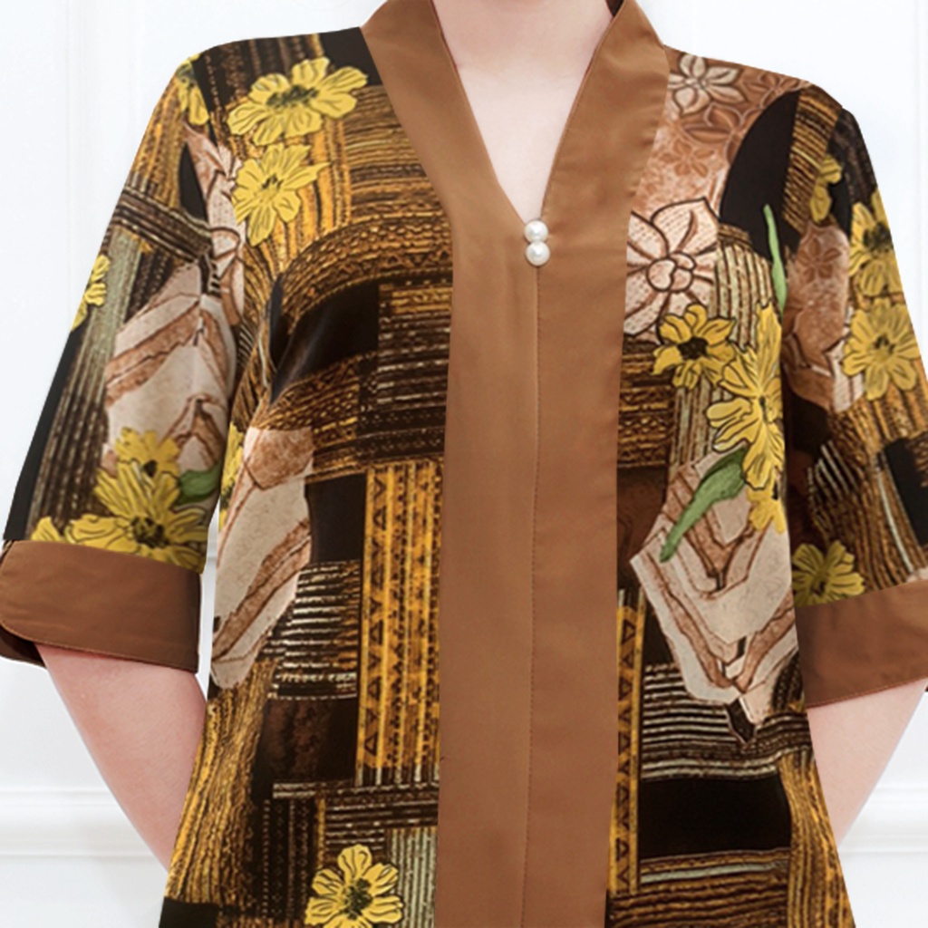 Mô tả Đồ Bộ Trung Niên GOTI Mặc Nhà Nữ Sang Trọng Chất Gấm Cao Cấp Cổ Chui Tay Lững Có Túi Pijama Lụa Cho Mẹ 3359 3360 - 6