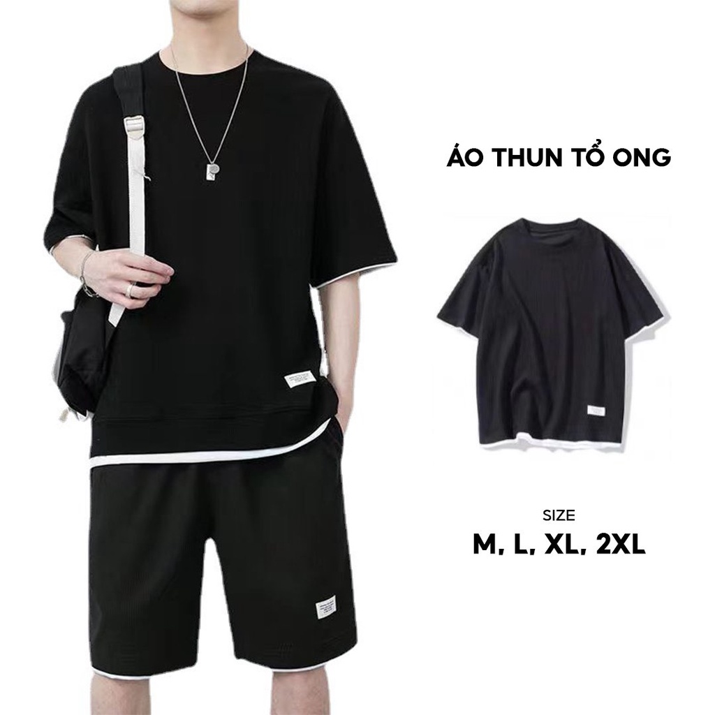 Mô tả Đồ bộ quần áo thun chất liệu tổ ong cao cấp form rộng thoáng mát, thấm hút mồ hôi tốt EDT10 - 1