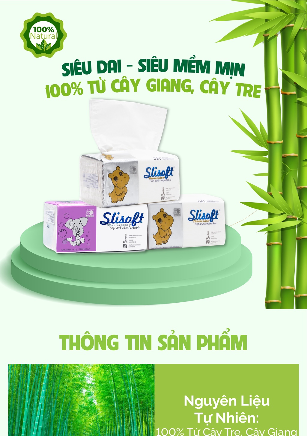 Mô tả Giấy ăn Slisoft Trắng tự nhiên thân thiện môi trường không chất tẩy trắng (5 gói) - 1